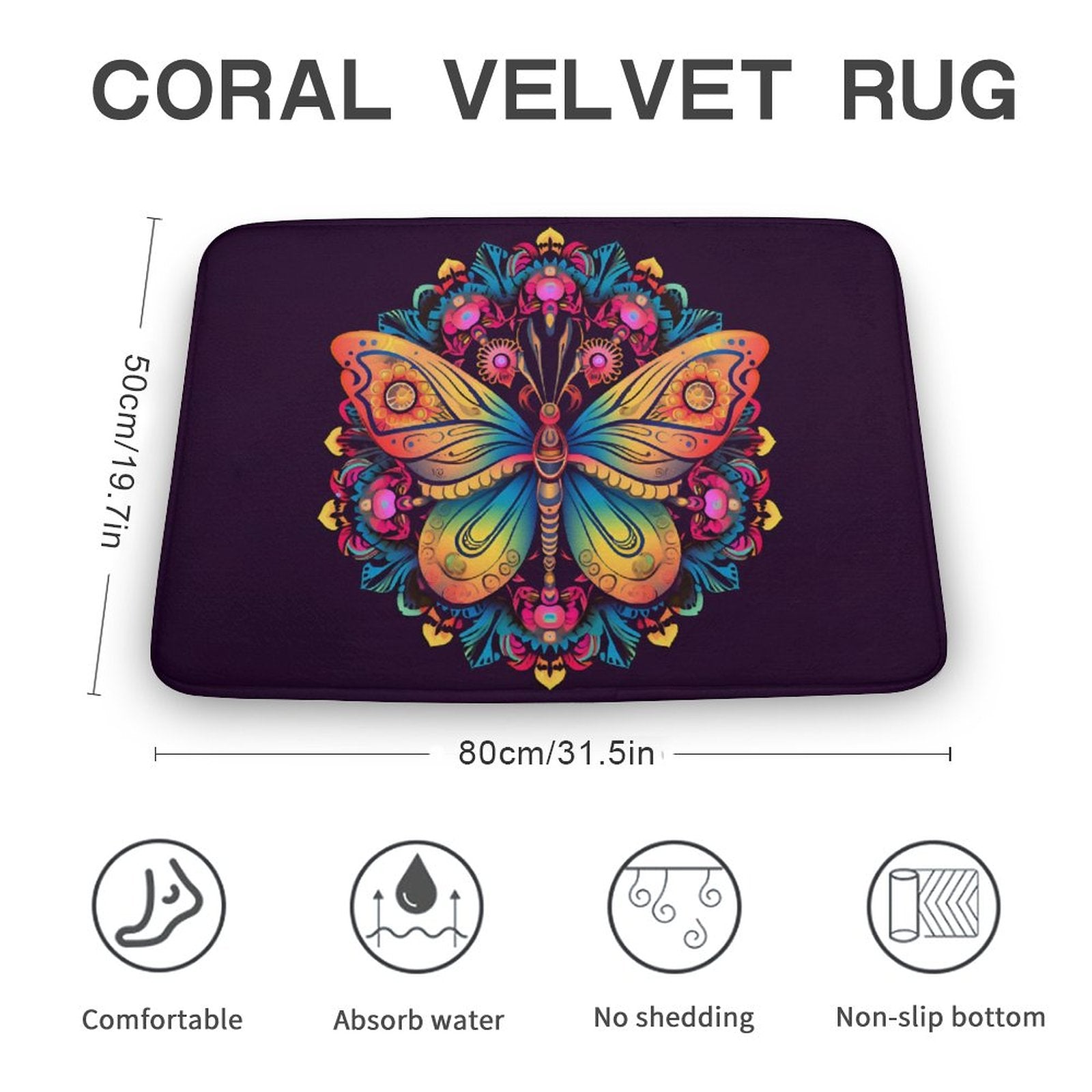 Butterfly Coral Velvet Rug