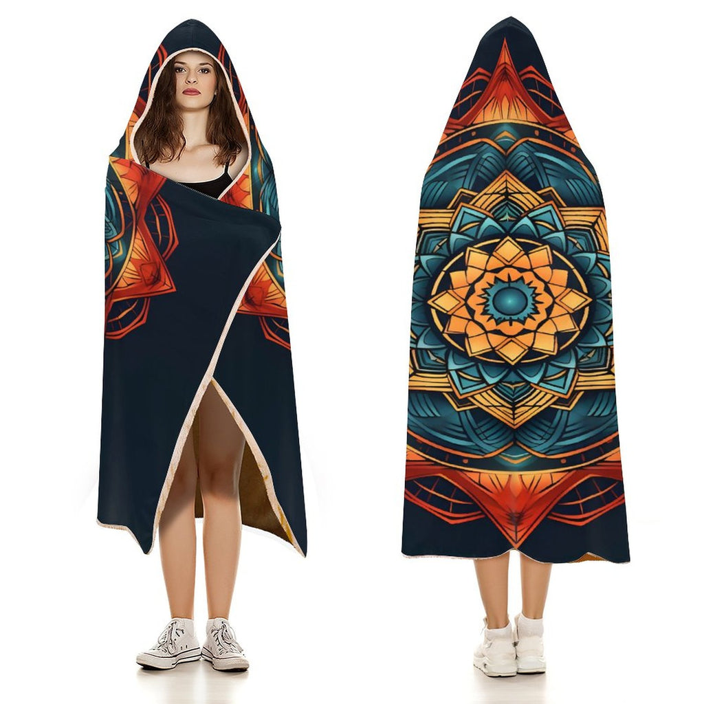 Manta con capucha geométrica