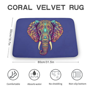 Elephant Coral Velvet Rug