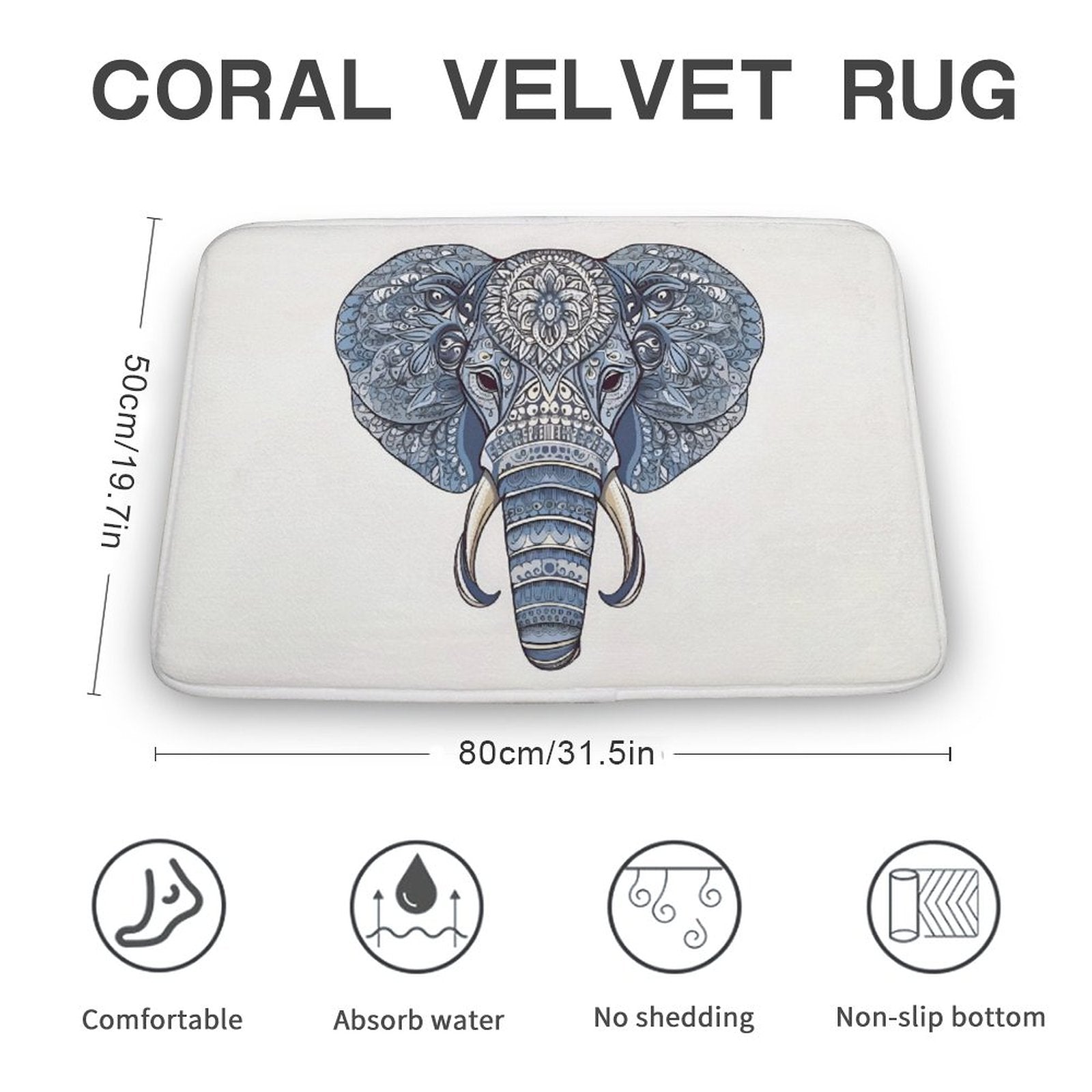 Elephant Coral Velvet Rug