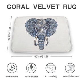 Elephant Coral Velvet Rug