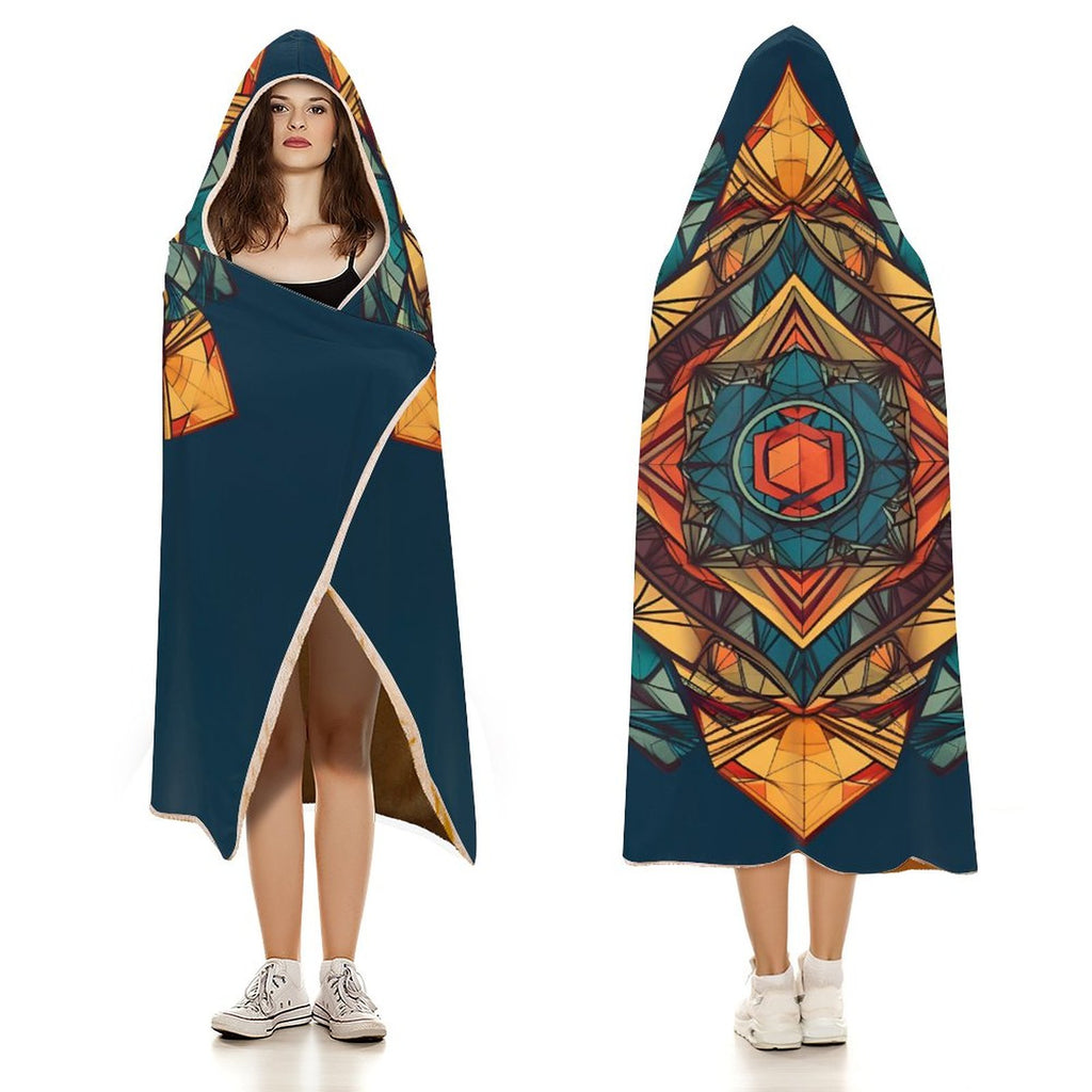 Manta con capucha geométrica