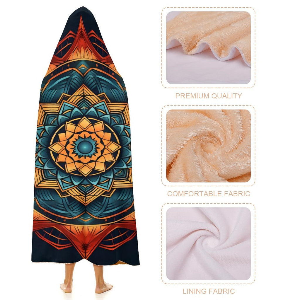 Manta con capucha geométrica
