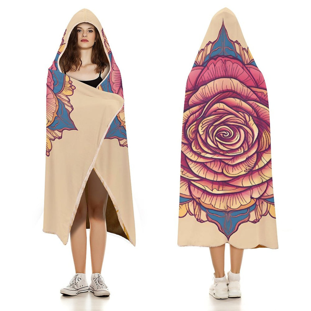 Manta con capucha de rosas