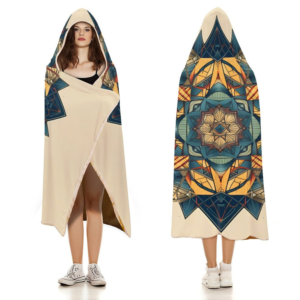 Manta con capucha geométrica
