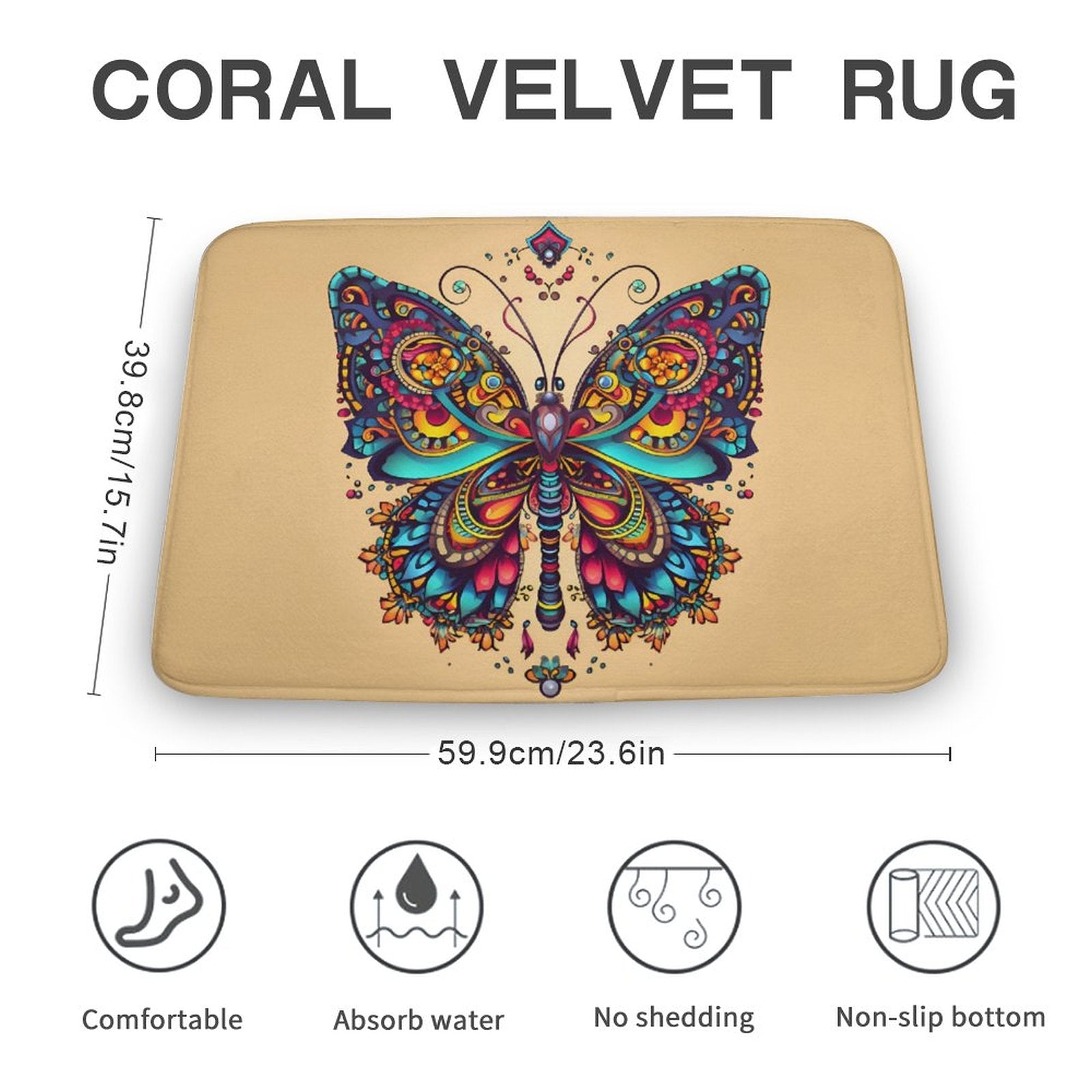 Butterfly Coral Velvet Rug