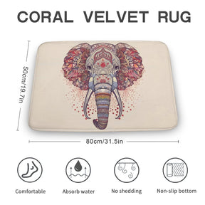 Elephant Coral Velvet Rug