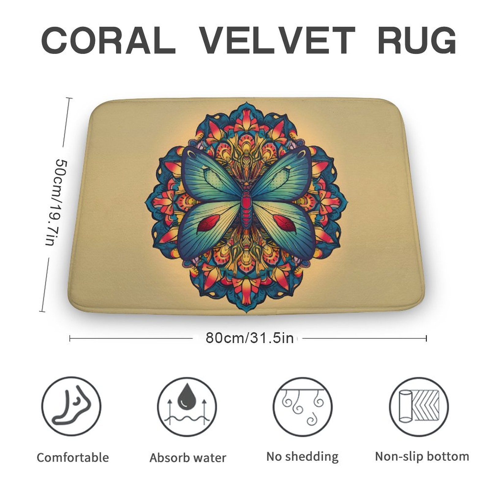 Butterfly Coral Velvet Rug