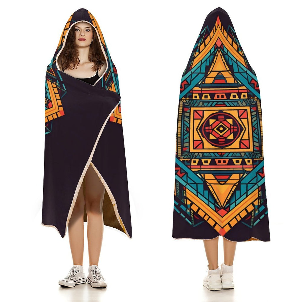 Manta con capucha geométrica