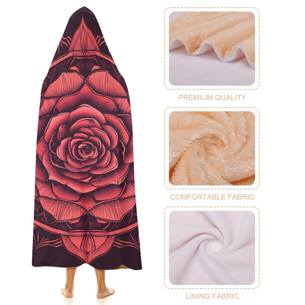Manta con capucha de rosas
