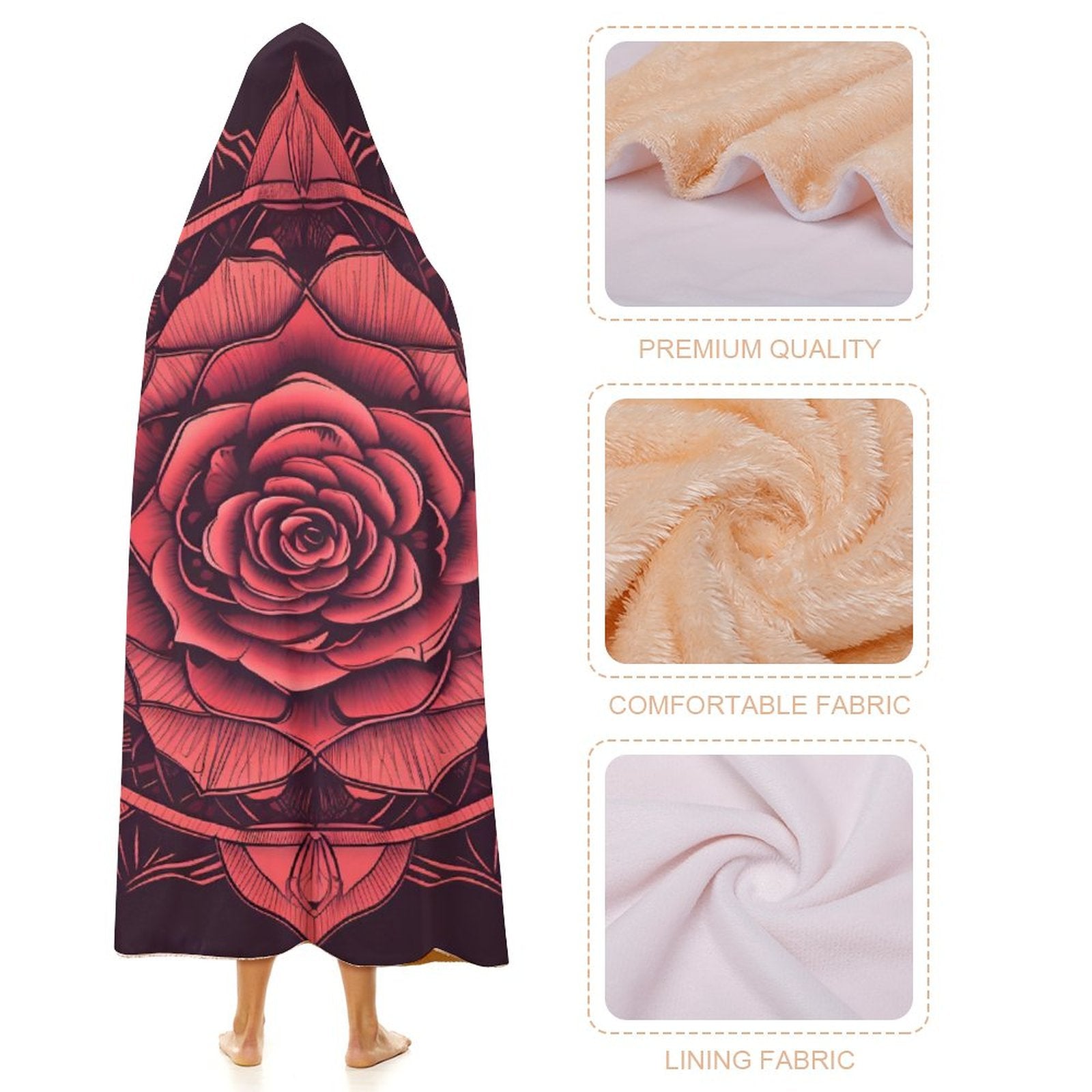 Manta con capucha de rosas