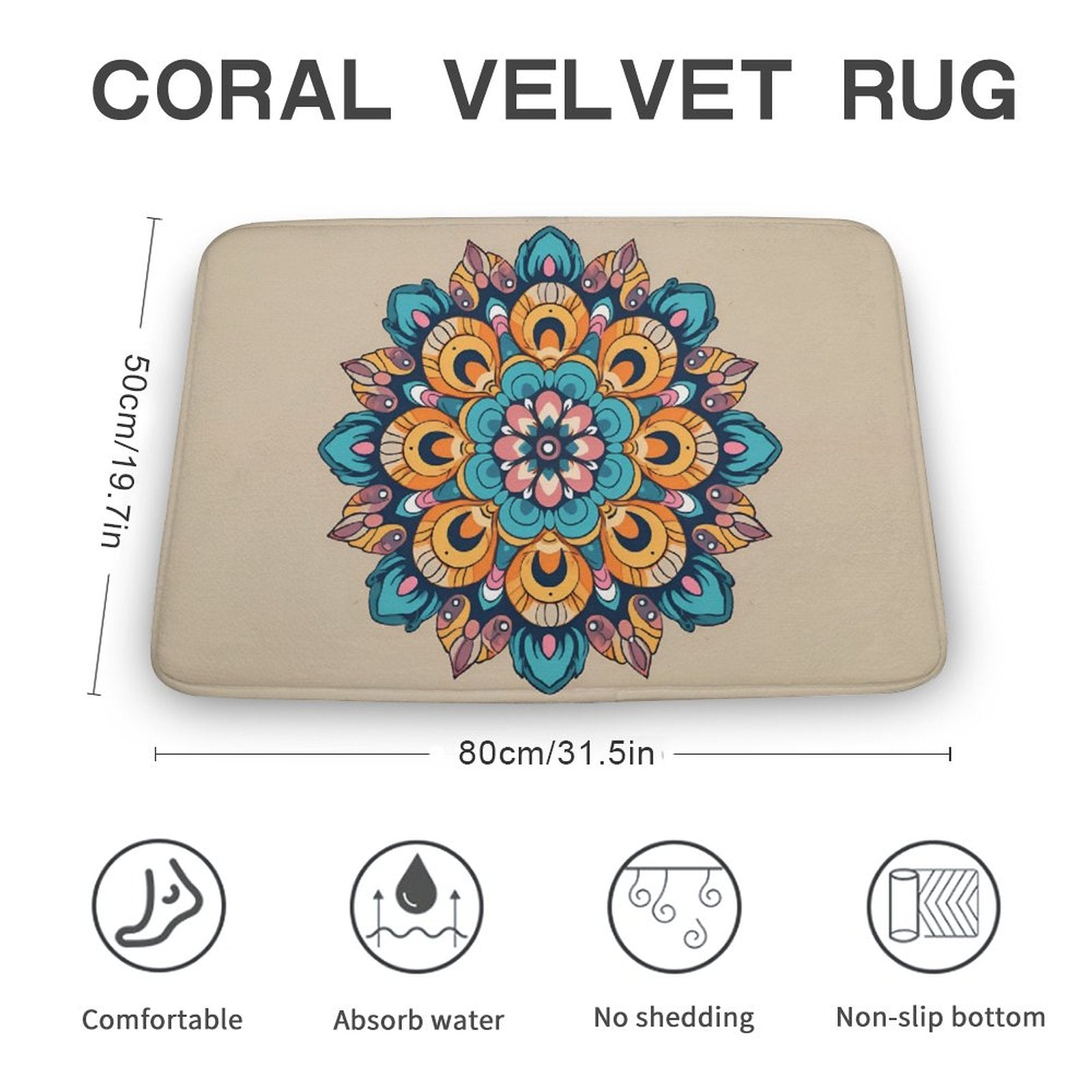 Flower Coral Velvet Rug