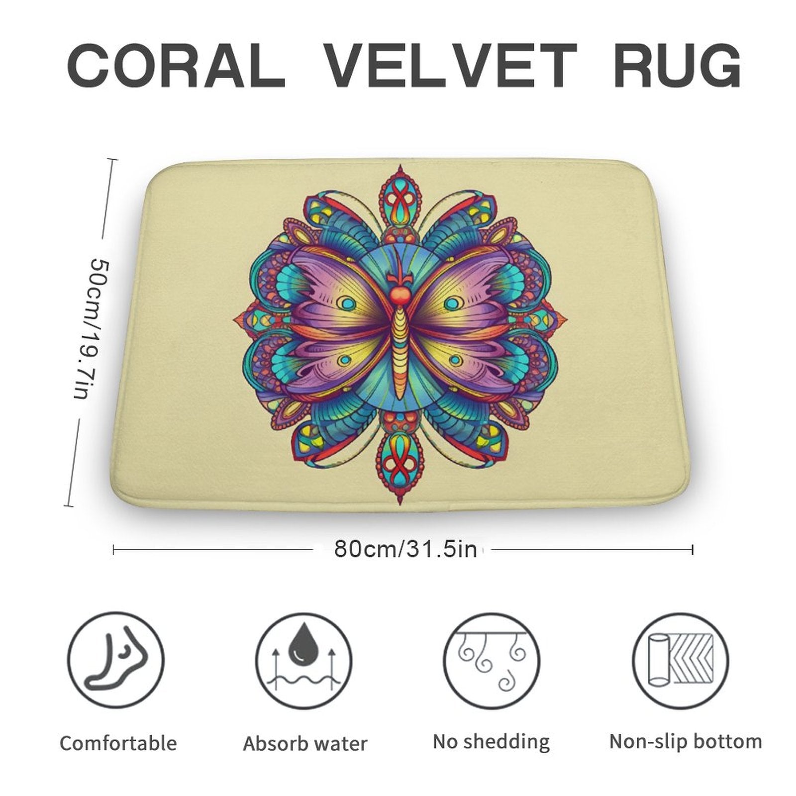 Butterfly Coral Velvet Rug