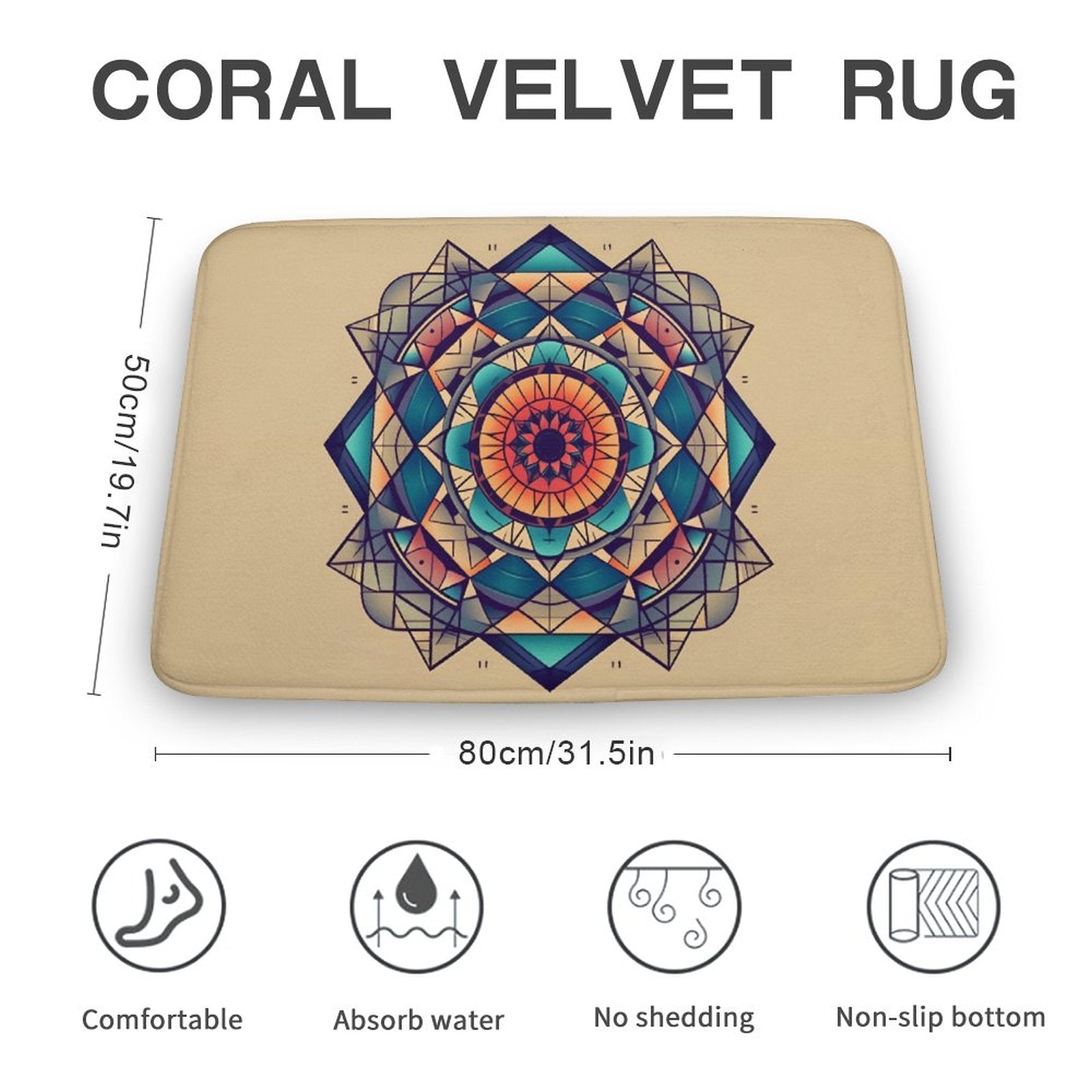 Geometric Coral Velvet Rug