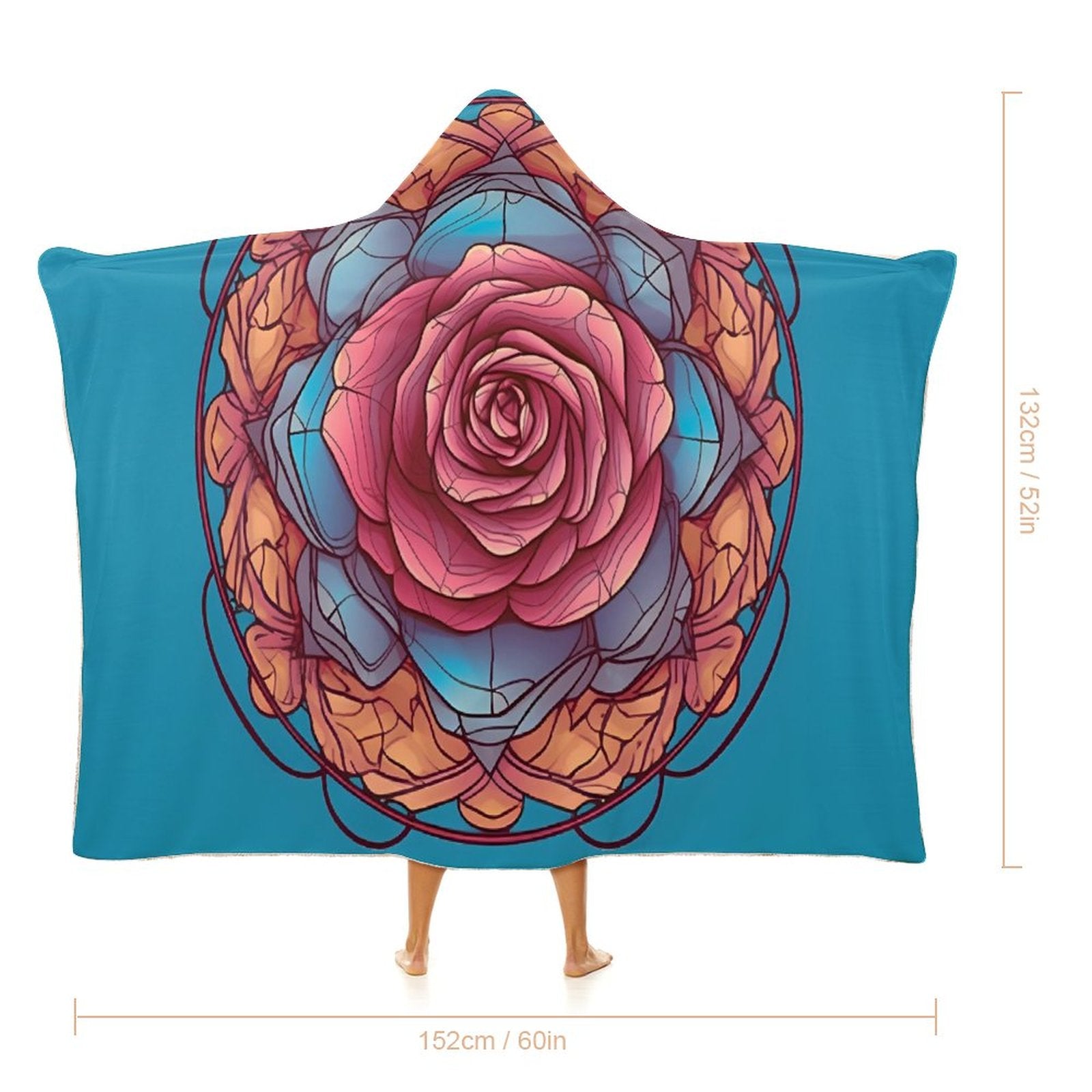 Manta con capucha de rosas