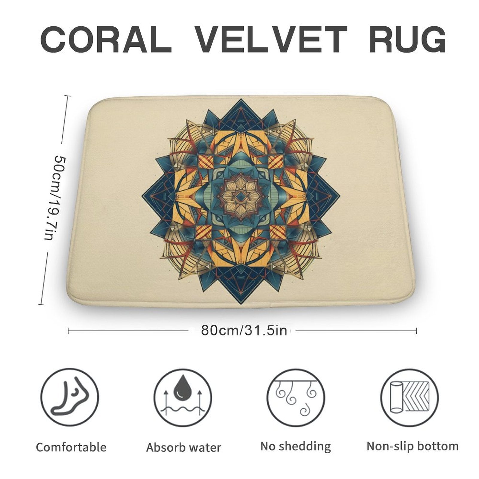 Geometric Coral Velvet Rug