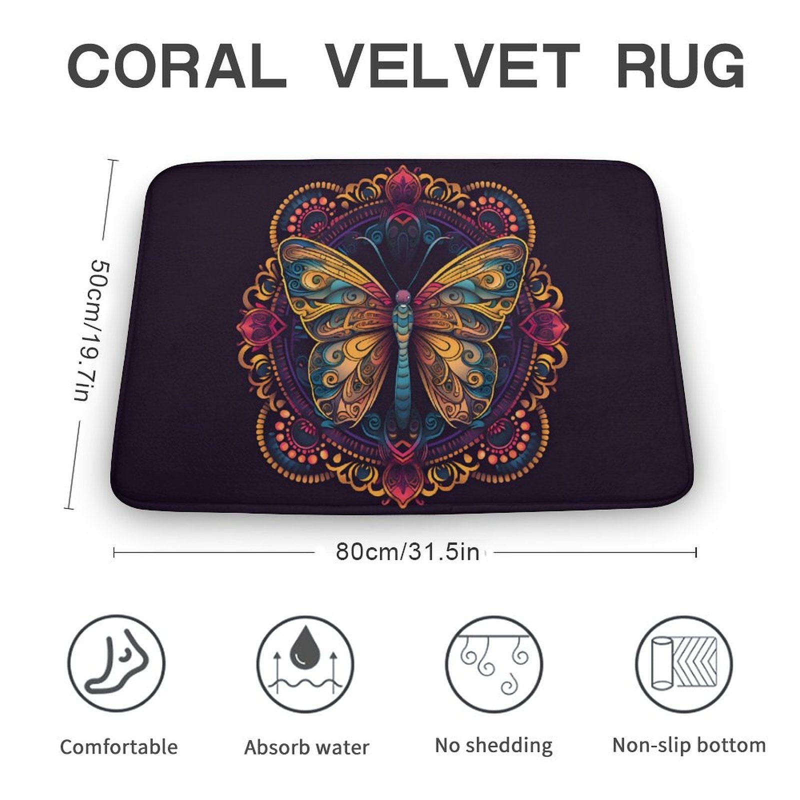 Butterfly Coral Velvet Rug