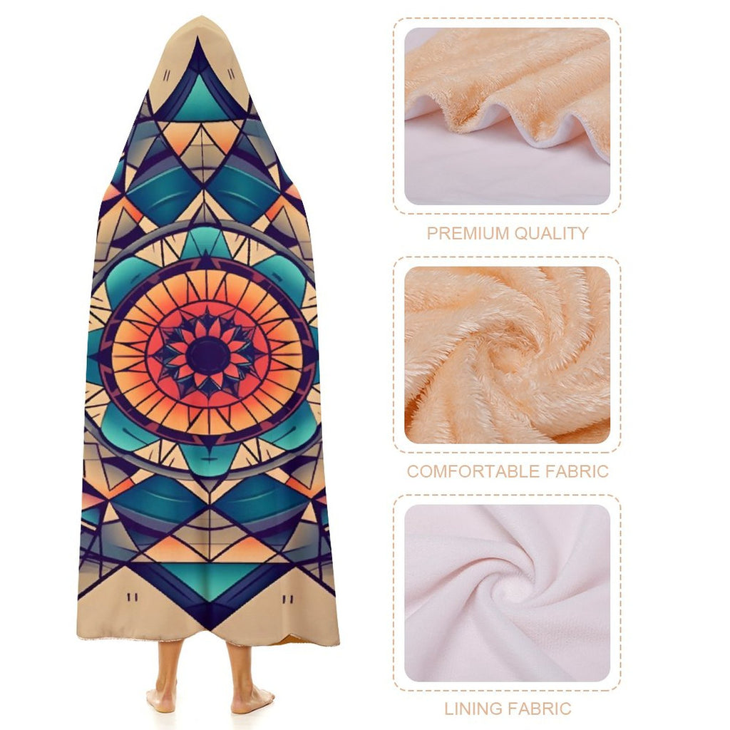 Manta con capucha geométrica