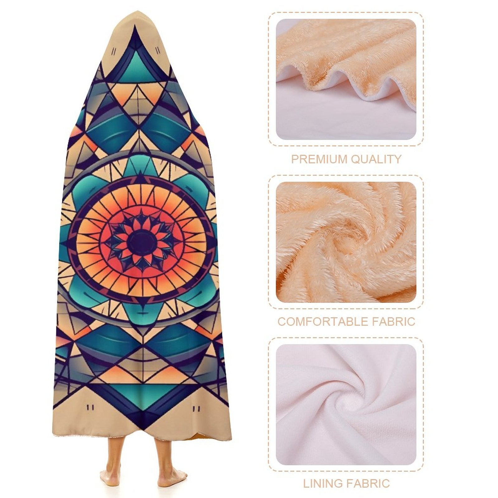 Manta con capucha geométrica