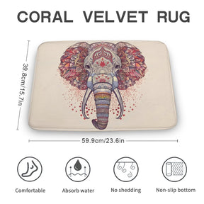 Elephant Coral Velvet Rug