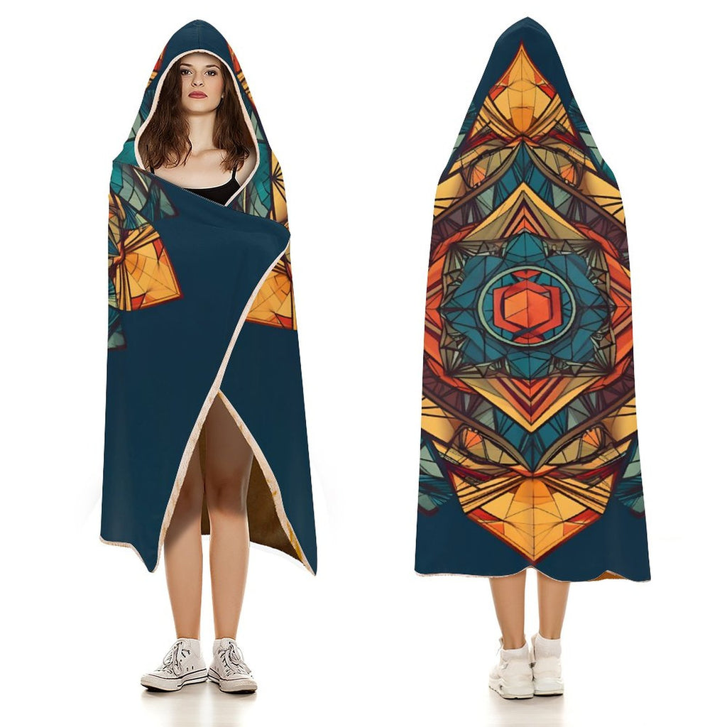 Manta con capucha geométrica