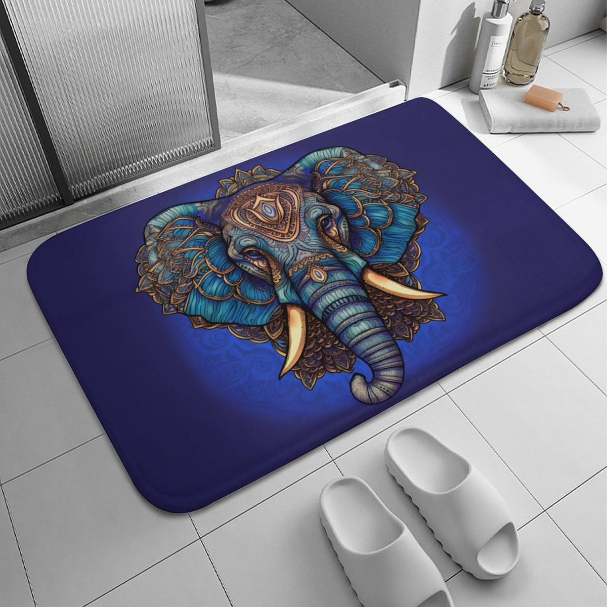 Elephant Coral Velvet Rug