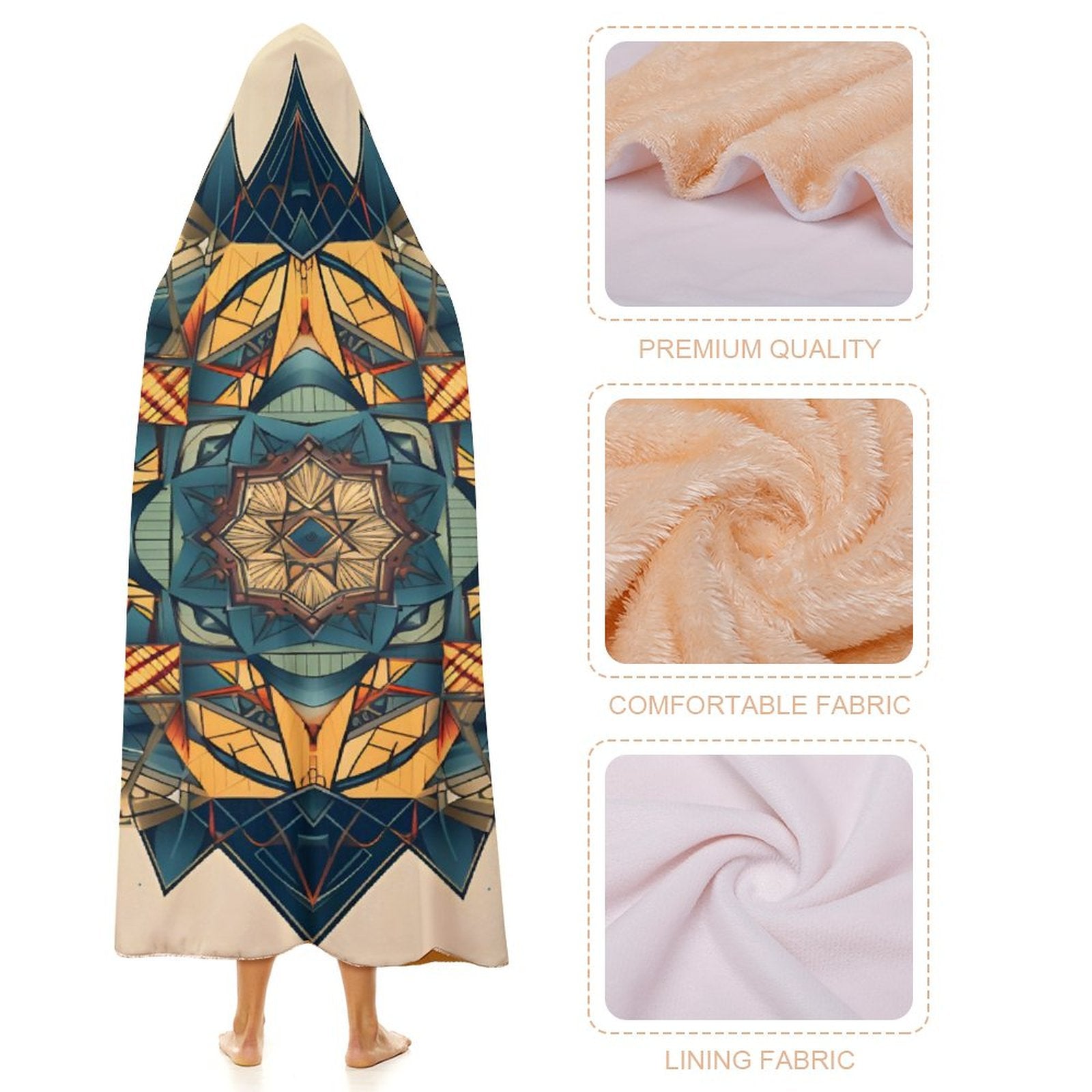Manta con capucha geométrica