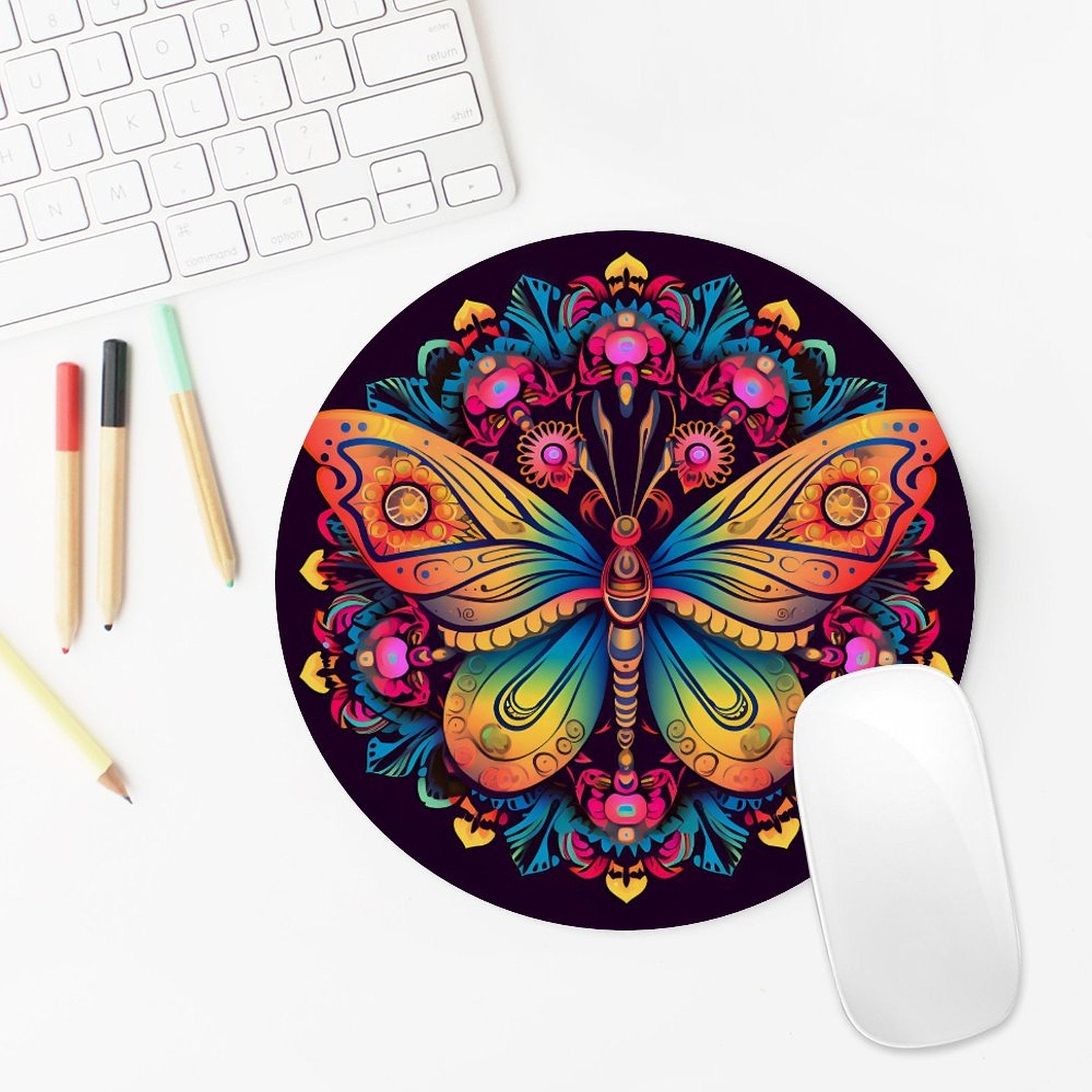 Butterfly Round Mouse Pad