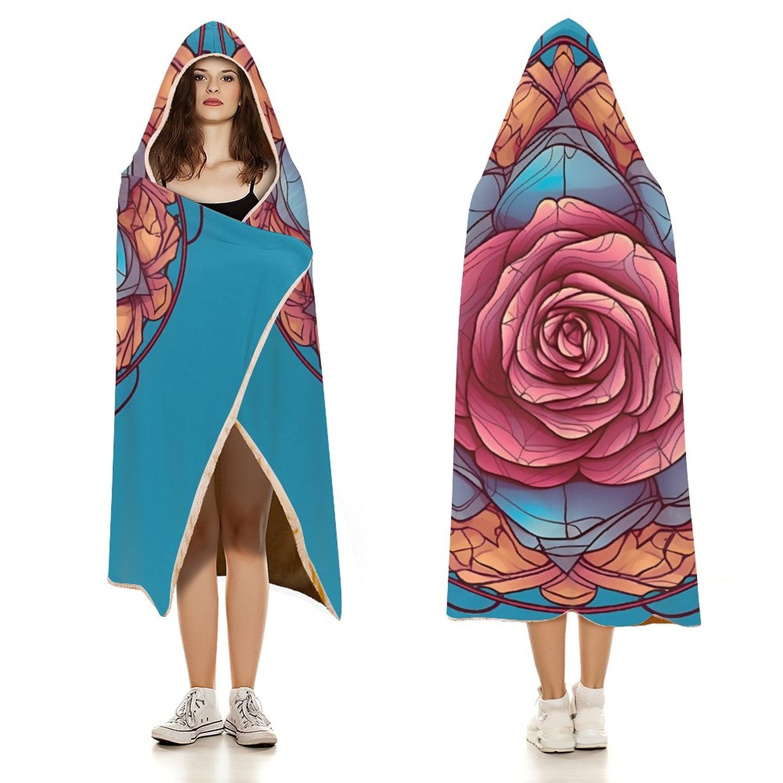 Manta con capucha de rosas