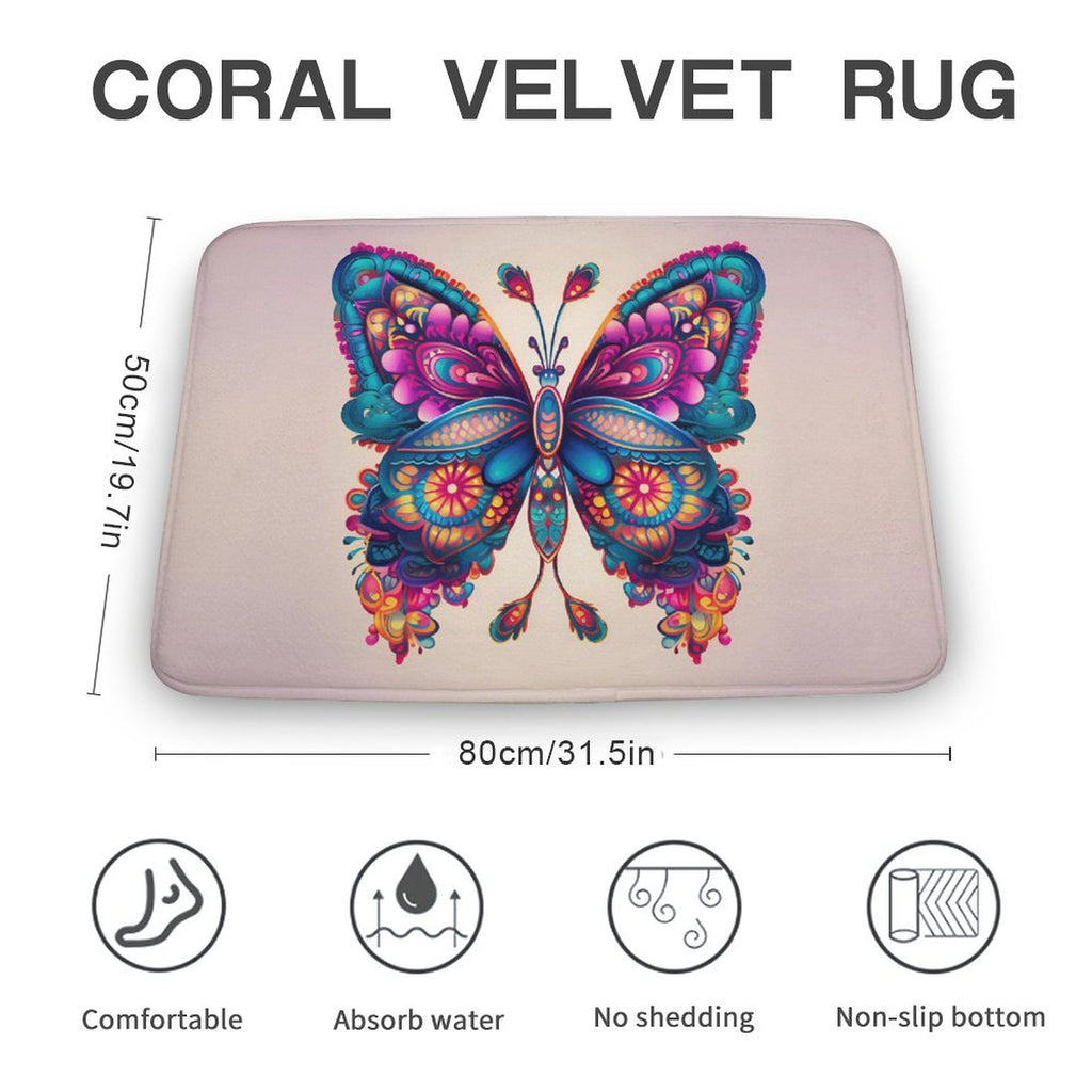 Butterfly Coral Velvet Rug