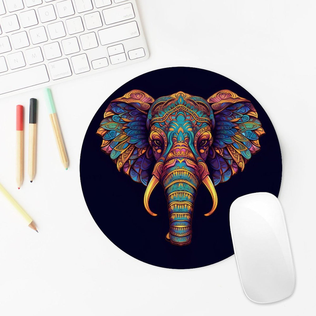 Elephant Round Mouse Pad