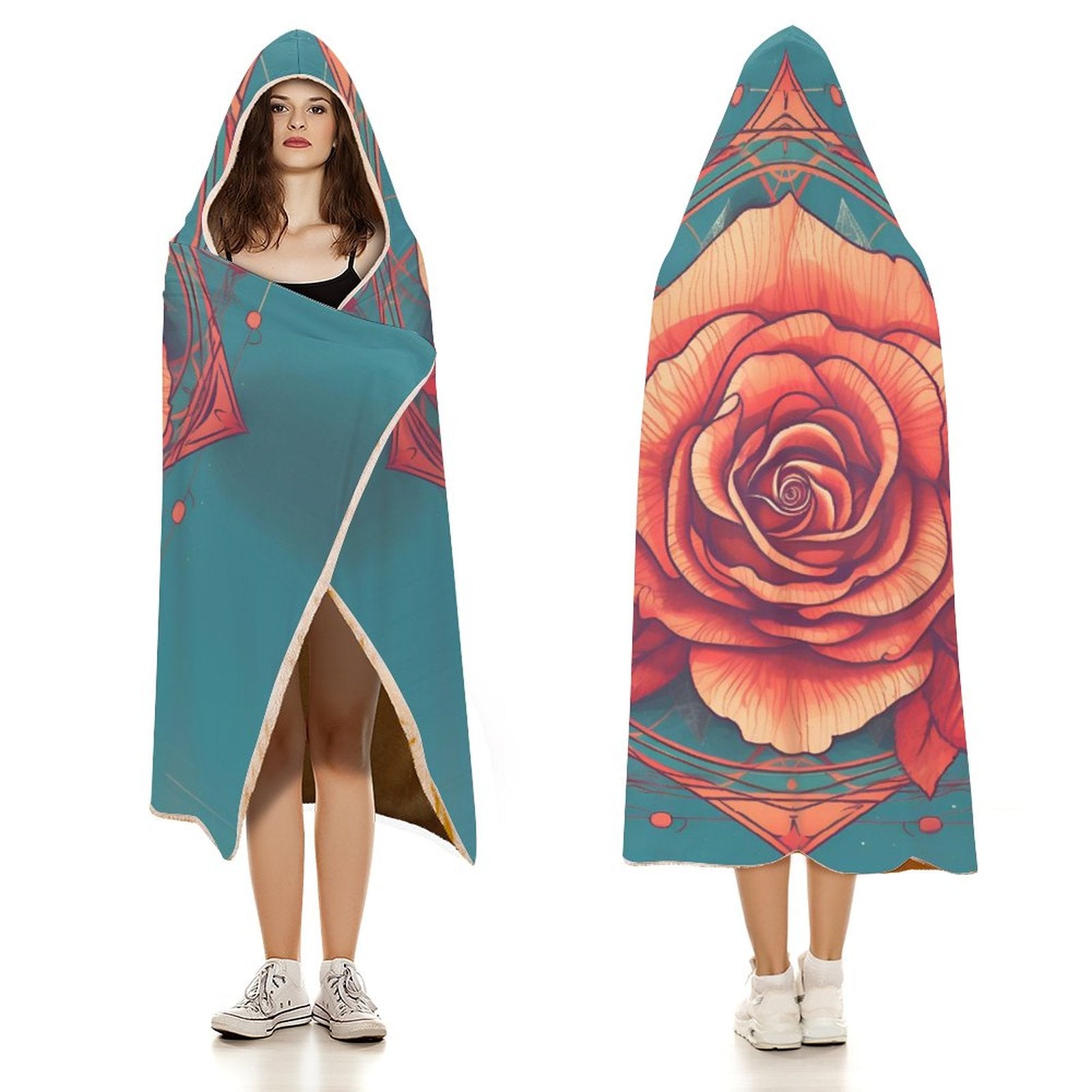 Manta con capucha de rosas
