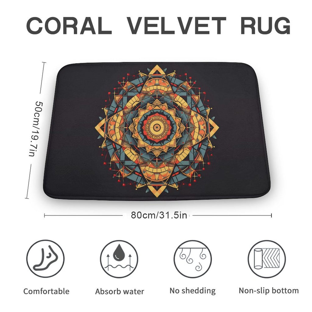 Alfombra geométrica de terciopelo coral
