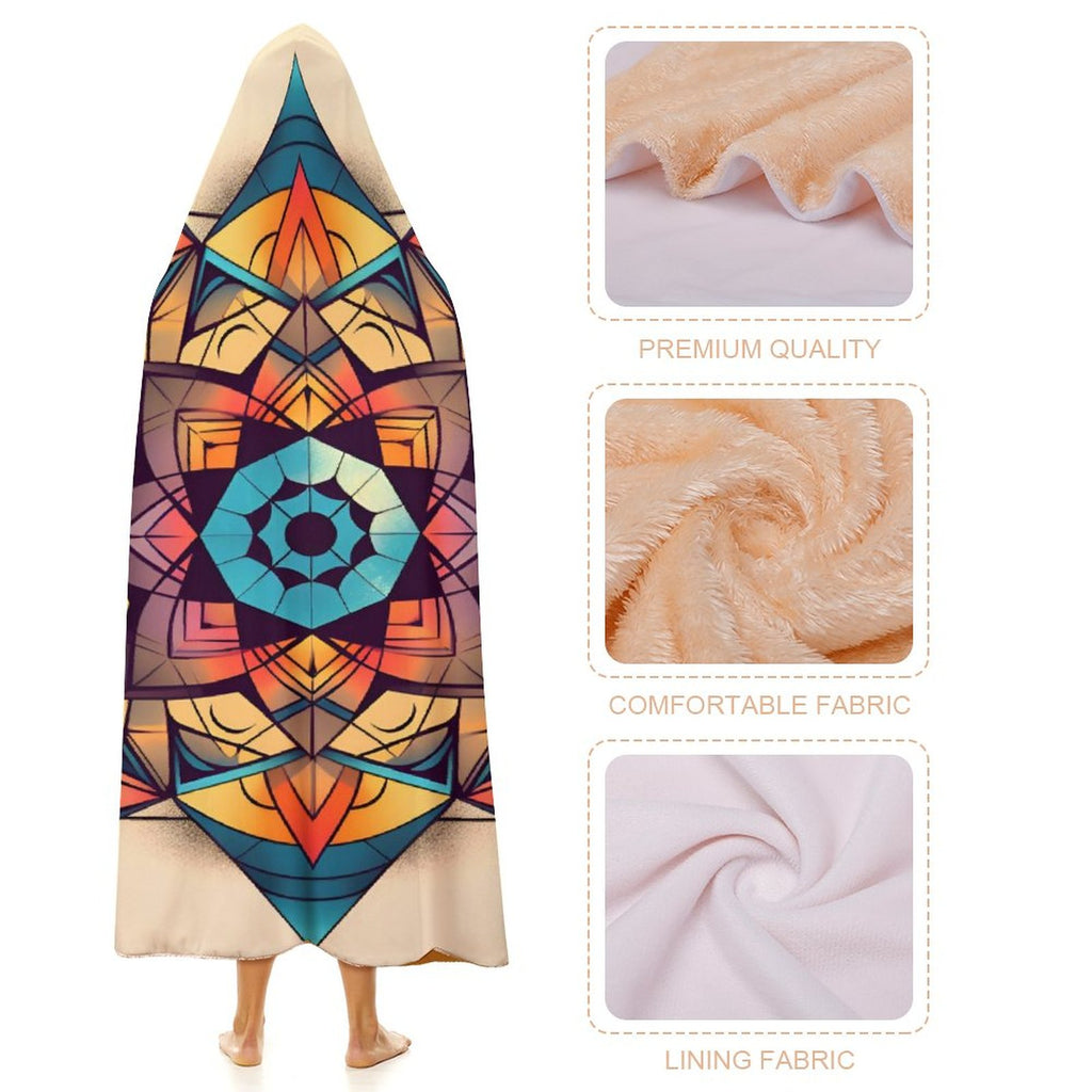 Manta con capucha geométrica
