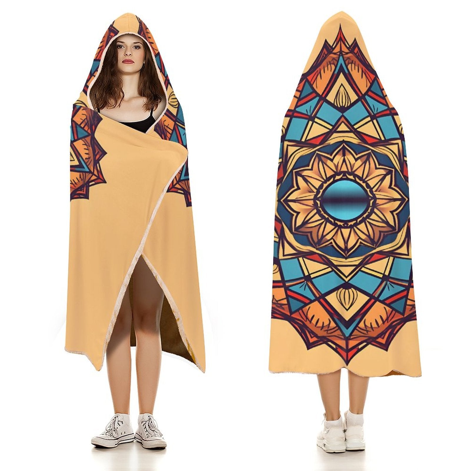Manta con capucha geométrica
