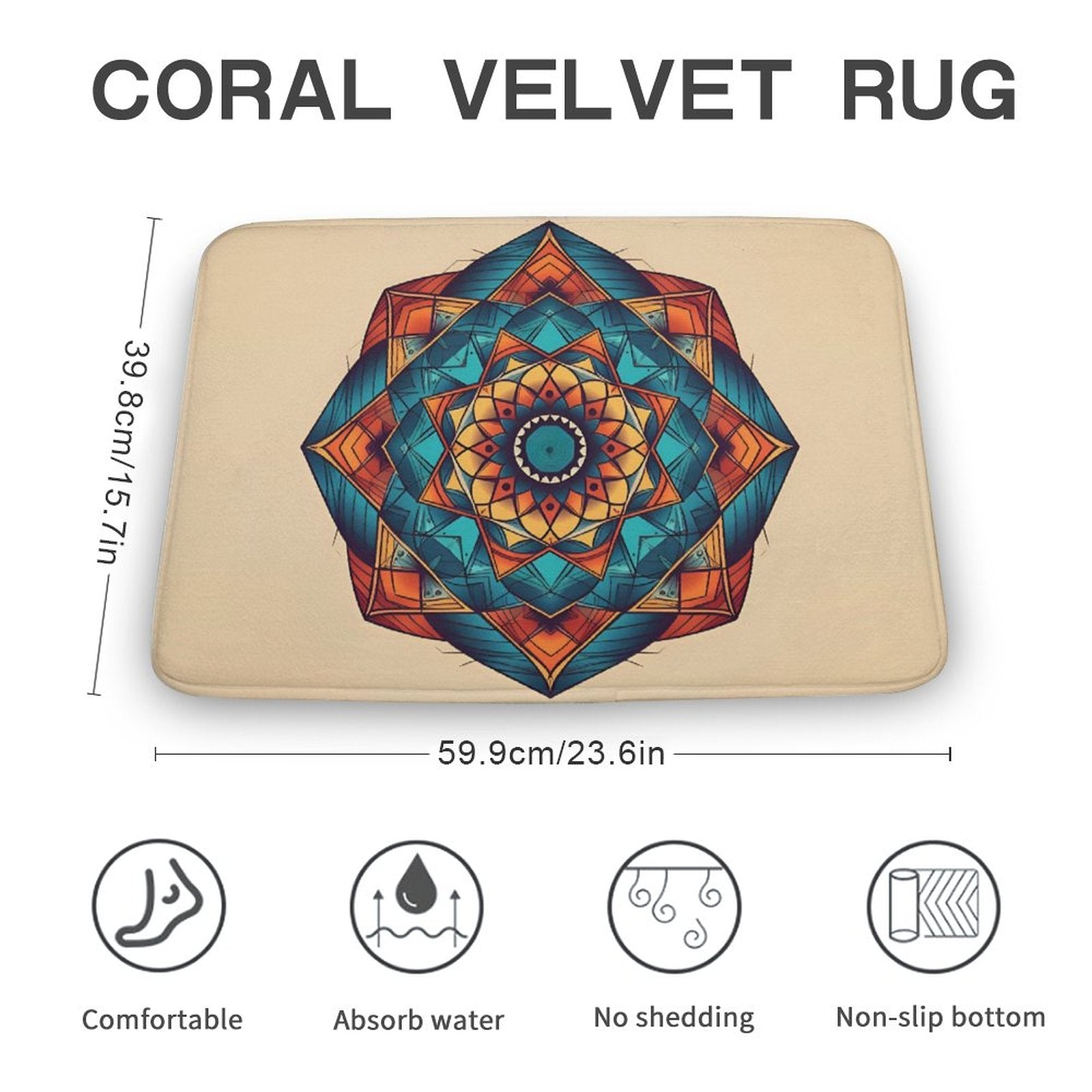 Geometric Coral Velvet Rug