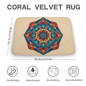 Geometric Coral Velvet Rug