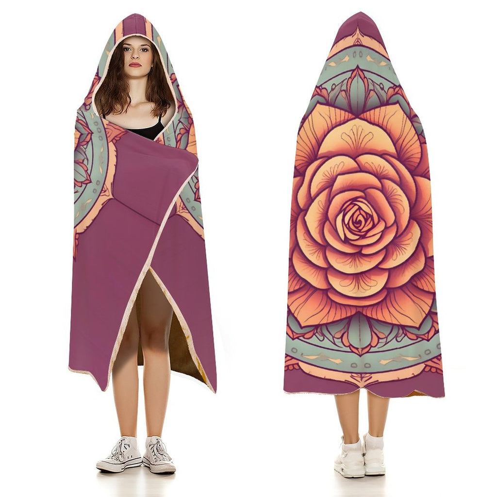 Manta con capucha de rosas