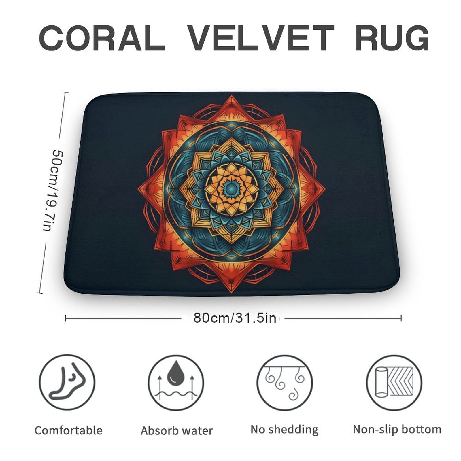 Geometric Coral Velvet Rug