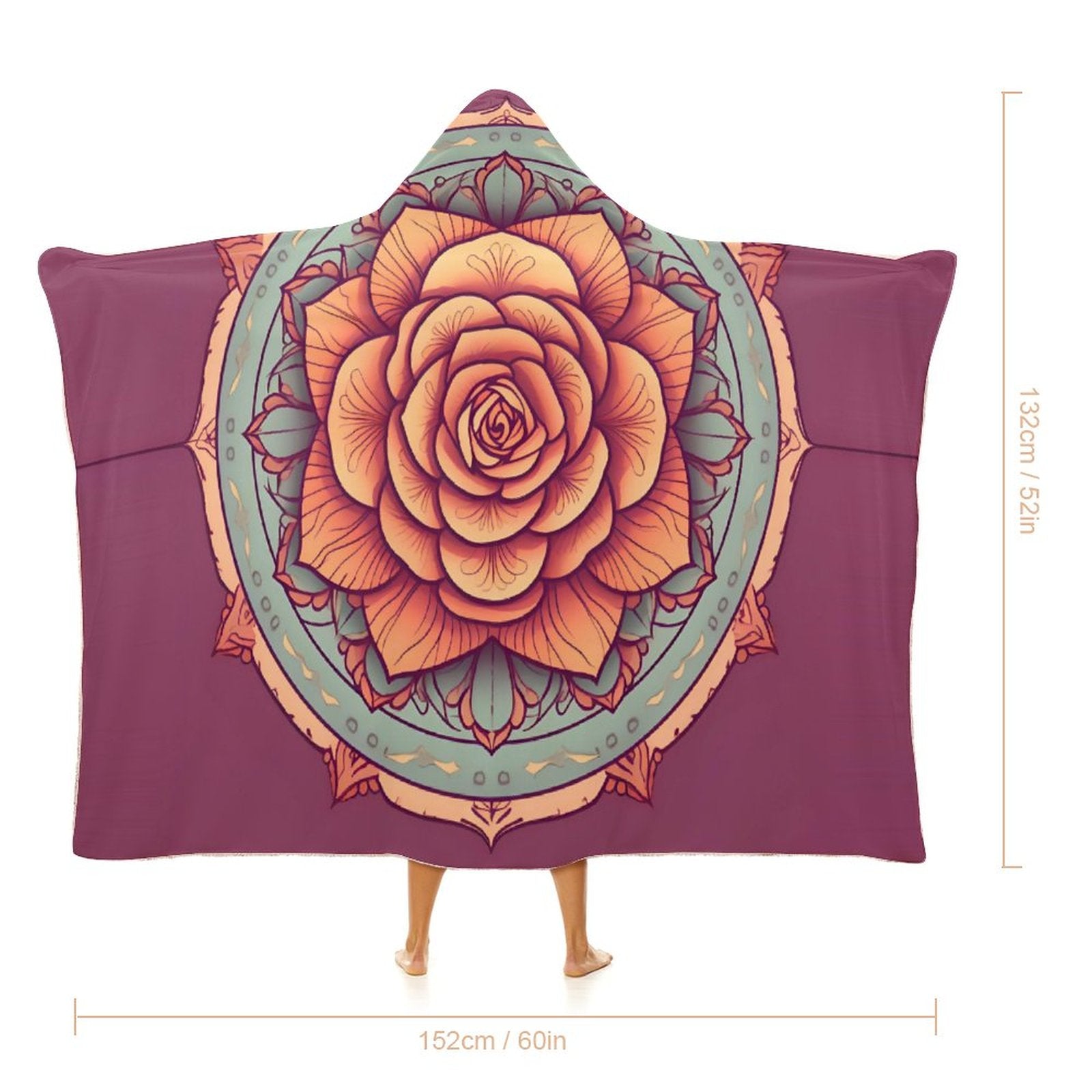 Manta con capucha de rosas