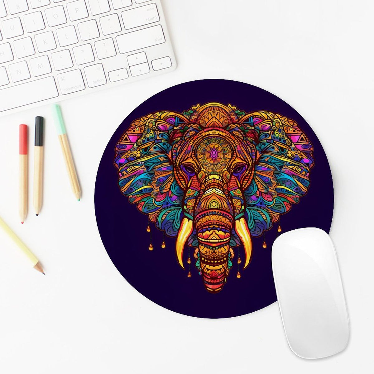 Elephant Round Mouse Pad