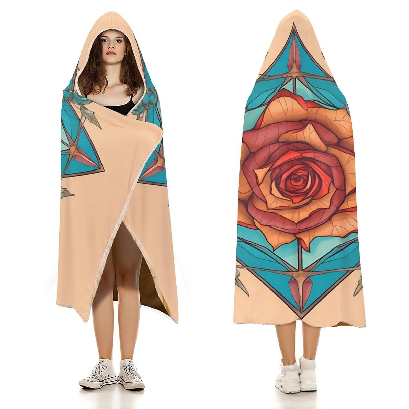 Manta con capucha de rosas