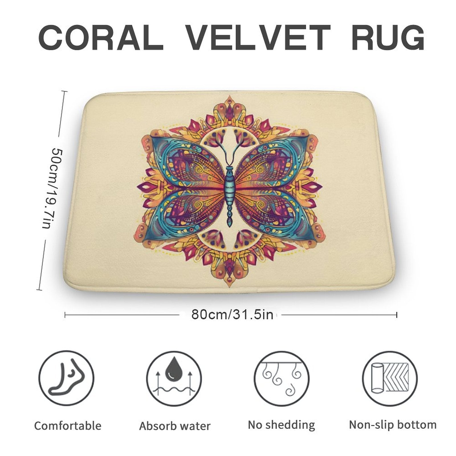 Butterfly Coral Velvet Rug