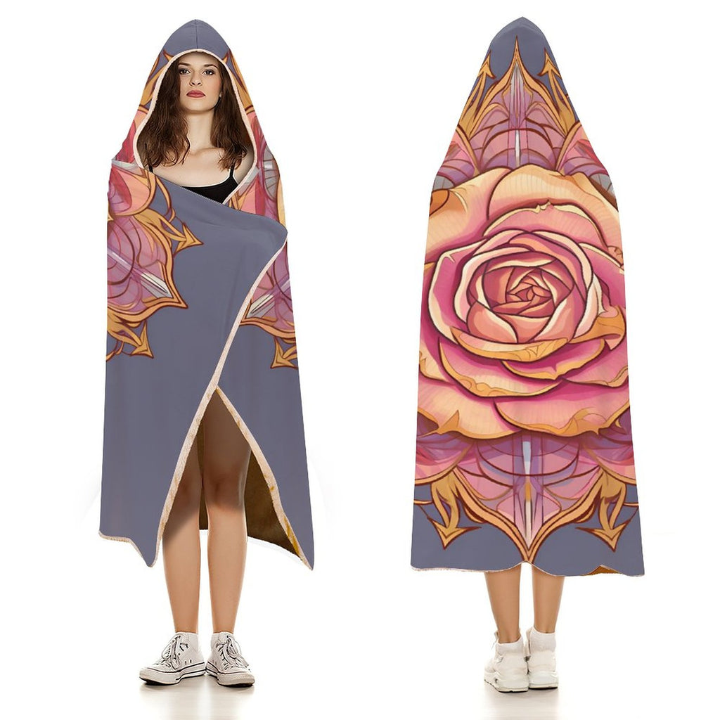 Manta con capucha de rosas