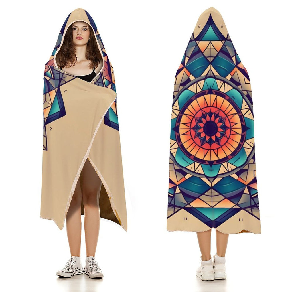 Manta con capucha geométrica