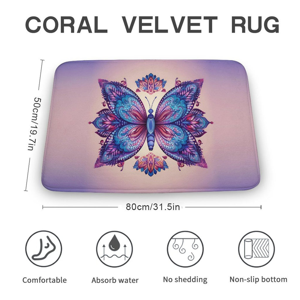 Butterfly Coral Velvet Rug
