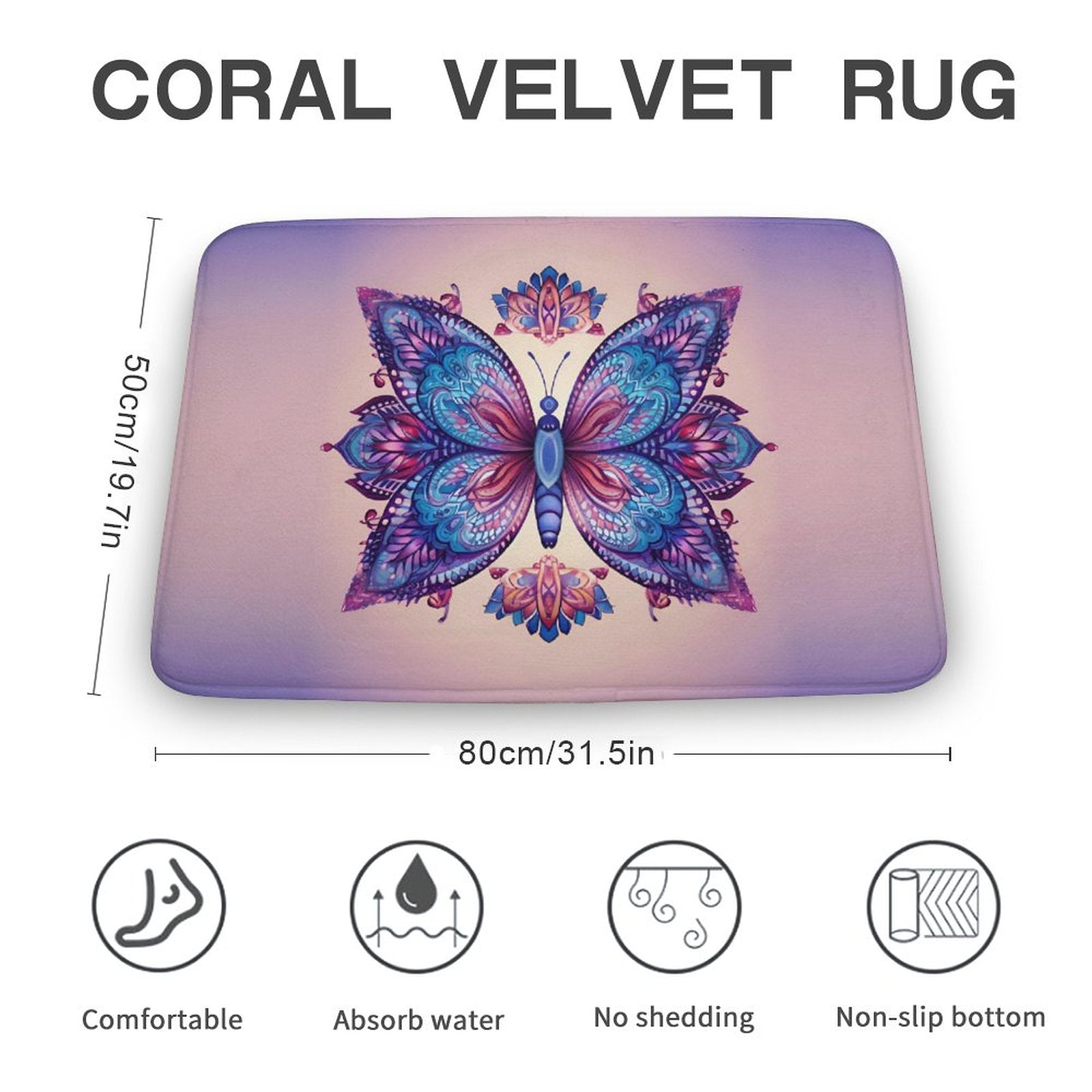 Butterfly Coral Velvet Rug