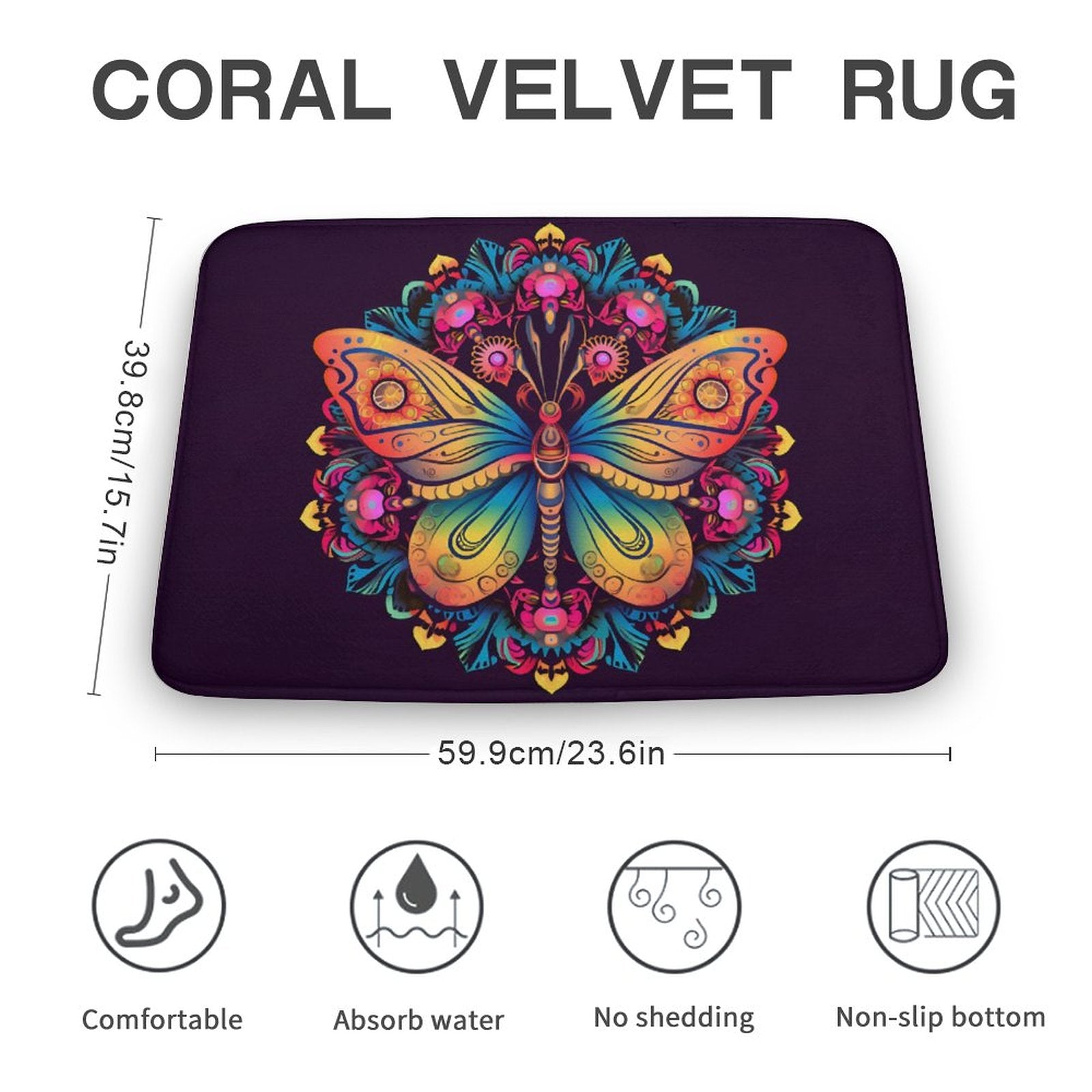 Butterfly Coral Velvet Rug