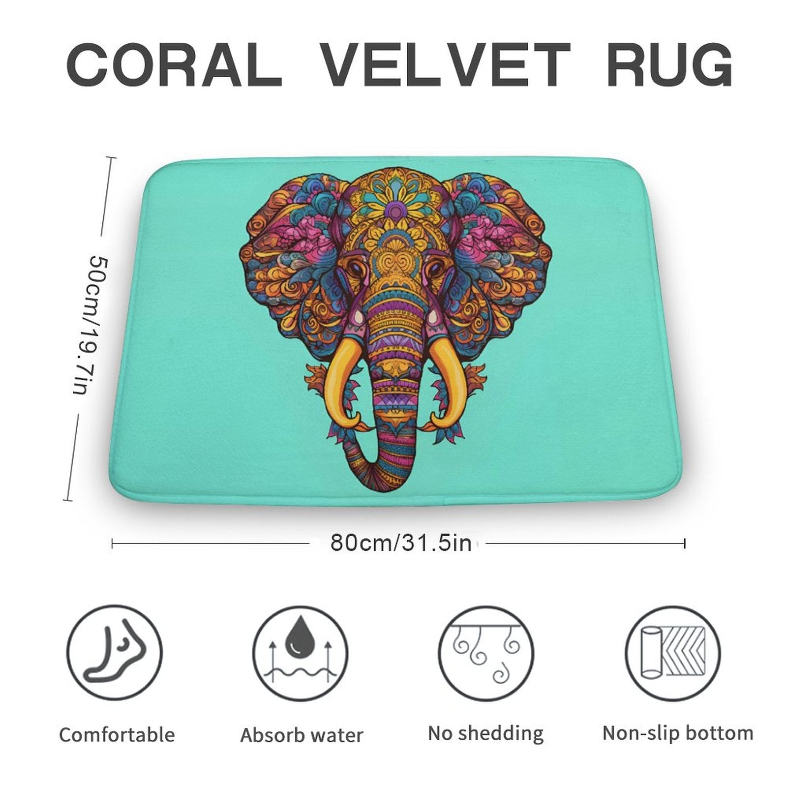 Elephant Coral Velvet Rug