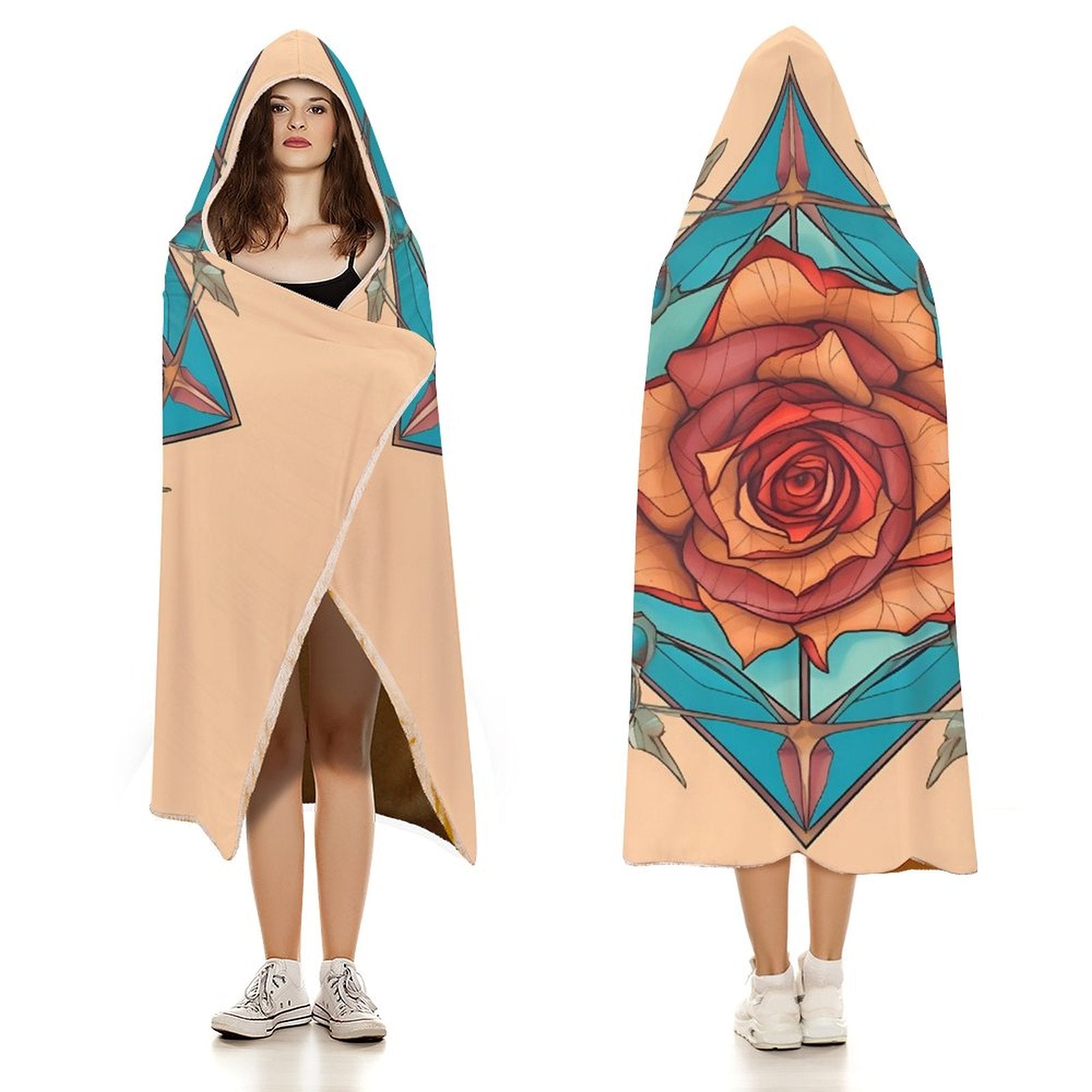 Manta con capucha de rosas
